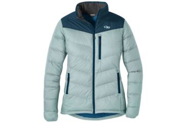 Image of Outdoor Research Transcendent Down Jacket - Womens, Waterfall/Prussian Blue, Large, 2681061628008