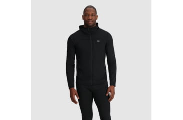 Image of Outdoor Research Vigor Grid Fleece Full Zip Hoodie - Mens, Black, Small, 3005030001006