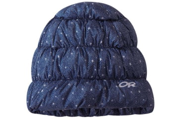 Image of Outdoor Research Warli Sky Transcendent Down Beanie - Womens, Twlght St Pr, Large/Extra Large, 2776371880016