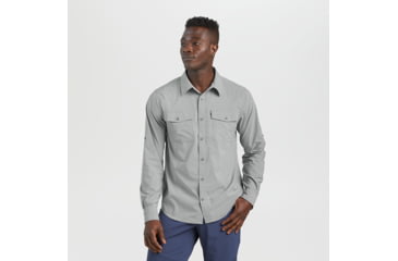 Image of Outdoor Research Way Station Long Sleeve Shirt - Mens, Light Pewter Heather, Extra Large, 2799591811009