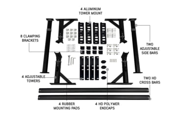 Image of Overland Vehicle Systems Freedom Rack Systems - Rack, Uprights, Cross Bars and Side Support Bars, Black, 22040100