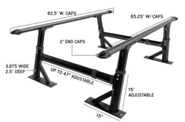 Image of Overland Vehicle Systems Freedom Rack Systems - Rack, Uprights, Cross Bars and Side Support Bars, Black, 22040100