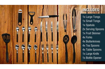 Image of Overland Vehicle Systems Kitchen Kit - 24 Piece Cooking and Utensil Kit, Hanging Carrying Case, Grey, 21010505