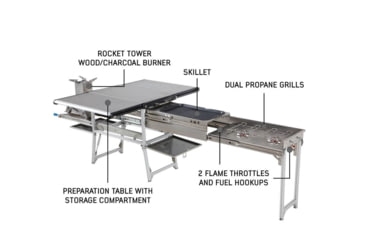 Image of Overland Vehicle Systems Komodo Camp Kitchen, Dual Grill, Skillet, Folding Shelves, Rocket Tower, 30100001