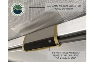 Image of Overland Vehicle Systems Nomadic 180 Awning w/ Bracket Kit and Extended Poles For Mid to High Roof Line Vans, Dark Gray, 19609908