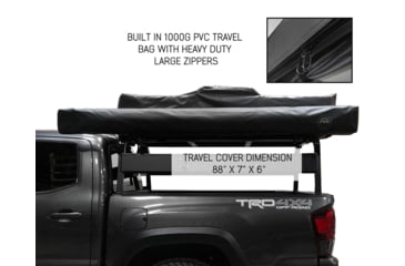 Image of Overland Vehicle Systems Nomadic 180 Awning w/ Bracket Kit and Extended Poles For Mid to High Roof Line Vans, Dark Gray, 19609908