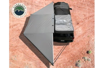 Image of Overland Vehicle Systems Nomadic 180 Awning w/ Bracket Kit and Extended Poles For Mid to High Roof Line Vans, Dark Gray, 19609908