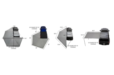 Image of Overland Vehicle Systems Nomadic 180 Awning w/ Bracket Kit and Extended Poles For Mid to High Roof Line Vans, Dark Gray, 19609908
