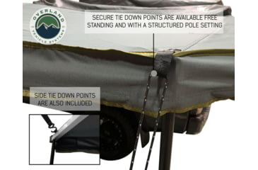 Image of Overland Vehicle Systems Nomadic 180 Awning w/ Bracket Kit and Extended Poles For Mid to High Roof Line Vans, Dark Gray, 19609908