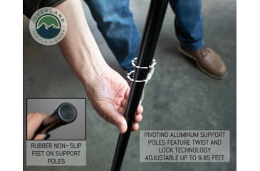 Image of Overland Vehicle Systems Nomadic 180 Awning w/ Bracket Kit and Extended Poles For Mid to High Roof Line Vans, Dark Gray, 19609908