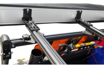 Image of Overland Vehicle Systems Nomadic 180 Awning w/ Bracket Kit and Extended Poles For Mid to High Roof Line Vans, Dark Gray, 19609908