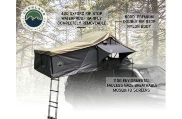 Image of Overland Vehicle Systems Nomadic 2 Extended Roof Top Tent, 2 Person, Dark Gray/Green, 54 x 122 x 51 in, 18029936