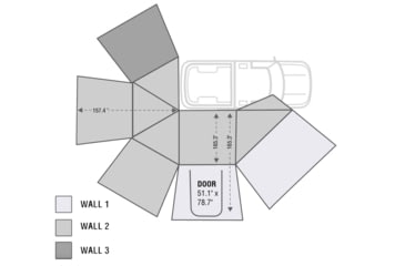 Image of Overland Vehicle Systems Nomadic 270 Passenger Side Awning Wall 1, Dark Gray, 18129909