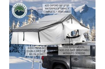Image of Overland Vehicle Systems Nomadic 3 Extended Roof Top Tent, 3 Person, White/Dark Gray, 63 x 122 x 51 in, 18039926