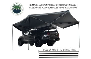 Image of Overland Vehicle Systems Nomadic Awning 270 Cover, Driver Side, Dark Gray/Black, 240 x 157 x 88.5 in, 19519907
