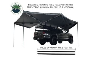Image of Overland Vehicle Systems Nomadic Awning 270 Cover, Passenger Side, Dark Gray/Black, 240 x 157 x 88.5 in, 19529907