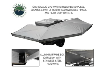 Image of Overland Vehicle Systems Nomadic Awning 270 Degree and Wall 1, 2, &amp; 3, w/Mounting Brackets, Passenger Side, Dark Gray, 19549907