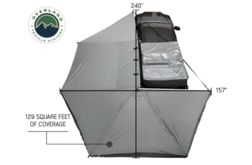 Image of Overland Vehicle Systems Nomadic Awning 270 Degree Awning and Wall 1, 2, &amp; 3, w/Mounting Brackets, Driverside, Dark Gray, 19539907