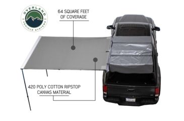 Image of Overland Vehicle Systems Nomadic Awning 8.0 Covered Shelter, 69 sq ft, 600D, Dark Gray/Black, 98.5 x 101.5 in, 18059909