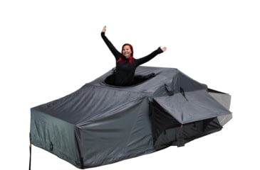 Image of Overland Vehicle Systems Nomadic Extended 3 Person Roof Top Tent w/Annex, Rain Fly Black Cover Arctic, Dark Gray/White, 18031926