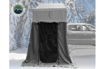 Image of Overland Vehicle Systems Nomadic Extended 3 Person Roof Top Tent w/Annex, Rain Fly Black Cover Arctic, Dark Gray/White, 18031926