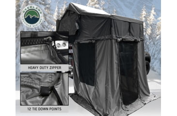 Image of Overland Vehicle Systems Nomadic Extended 3 Person Roof Top Tent w/Annex, Rain Fly Black Cover Arctic, Dark Gray/White, 18031926
