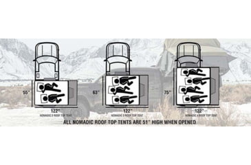 Image of Overland Vehicle Systems Nomadic Extended Roof Top Tent w/ Green Rain Fly and Black Cover - 3+ Person, 4 Season, Dark Gray/Green, 18139936