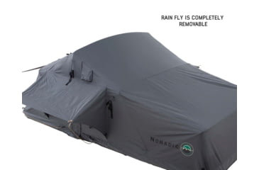 Image of Overland Vehicle Systems Nomadic Extended Roof Top Tent w/ Green Rain Fly and Black Cover - 3+ Person, 4 Season, Dark Gray/Green, 18139936