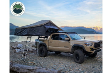 Image of Overland Vehicle Systems Nomadic Extended Roof Top Tent w/ Green Rain Fly and Black Cover - 3+ Person, 4 Season, Dark Gray/Green, 18139936