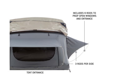 Image of Overland Vehicle Systems Nomadic Extended Roof Top Tent w/ Green Rain Fly and Black Cover - 3+ Person, 4 Season, Dark Gray/Green, 18139936