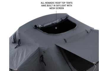 Image of Overland Vehicle Systems Nomadic Extended Roof Top Tent w/ Green Rain Fly and Black Cover - 4+ Person, 4 Season, Dark Gray/Green, 18149936