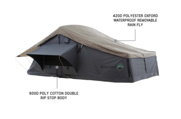 Image of Overland Vehicle Systems Nomadic Extended Roof Top Tent w/ Green Rain Fly and Black Cover - 4+ Person, 4 Season, Dark Gray/Green, 18149936