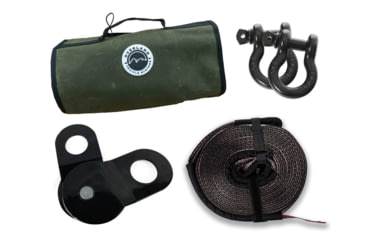 Image of Overland Vehicle Systems Recovery Wrap Kit Including 20in Tow Strap, Pair of Black D-Rings, Snatch Block and Canvas Bag, 33-0501