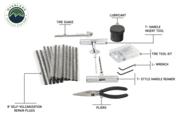 Image of Overland Vehicle Systems Tire Plug Repair Kit 53 Piece Off Road Grade Truck, Jeep Off Road, RV, Trailers, Black, 12030001