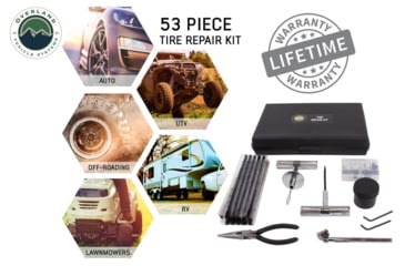 Image of Overland Vehicle Systems Tire Plug Repair Kit 53 Piece Off Road Grade Truck, Jeep Off Road, RV, Trailers, Black, 12030001