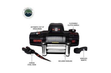 Image of Overland Vehicle Systems Winch w/ Steel Cable Wireless Remote, 12.0 Winch, 19119901