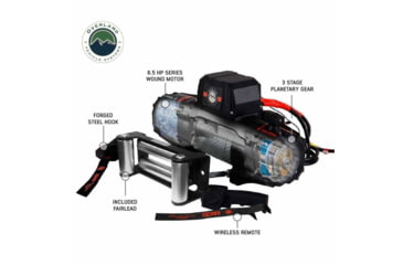 Image of Overland Vehicle Systems Winch w/ Steel Cable Wireless Remote, 12.0 Winch, 19119901