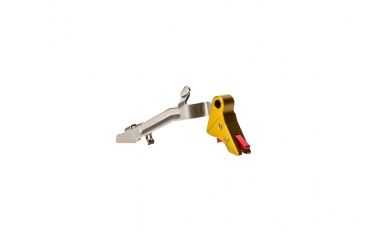 Image of Overwatch Precision DAT Trigger for .45 ACP, 10mm Auto, Burned Gold Shoe/Bright Red Safety, 26256