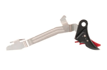 Image of Overwatch Precision Falx Trigger for Glock 19X, Flat, Hard Coat Anodized, Black/Red, 25726