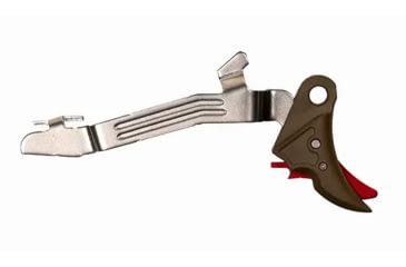 Image of Overwatch Precision Falx Trigger for Glock 19X, Flat, Hard Coat Anodized, FDE/Red, 257F6