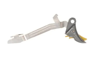 Image of Overwatch Precision Falx Trigger for Glock 42, Flat, Hard Coat Anodized, Gun Metal Gray/Gold, 27595