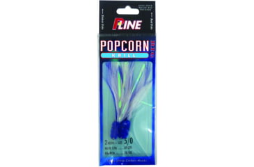 Image of P-Line Popcorn Krill Rig, 2-Hook, 5/0, Blue Head Blue / White Feathers, PPK5/0-B/BW