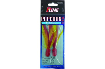 Image of P-Line Popcorn Krill Rig, 2-Hook, 5/0, Red Head Red / Yellow Feathers, PPK5/0-R/RY