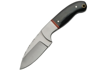 Image of Pakistan 7.13In Skinner Fixed Blade Knife, 7.13in Overall, 3in Satin SS Blade, Horn Handle, SS Bolster, Brown Leather Belt Sheath, 203407-HN