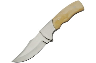 Image of Pakistan 7.5in Fixed Blade Knife, 7.5in Overall, 3.25in Satin SS Clip Point Blade, White Smooth Bone Handle, SS Guard, Brown Leather Belt Sheath, White, 203396