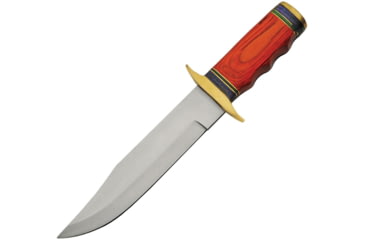 Image of Pakistan Bowie Clip Point Blade Knife with Finger Grooved Colorwood Handle, 12.25in Overall, 7.5in Satin Finish, 203384