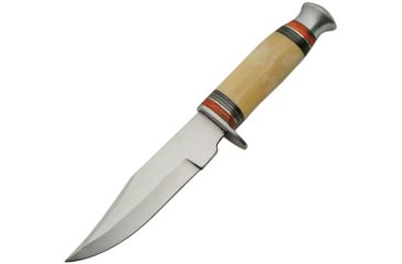 Image of Pakistan Hunter Bone with Sheath Fixed Blade Knife, 5.5in, Clip Point, Satin, White, Smooth Bone Handle PA3358BO