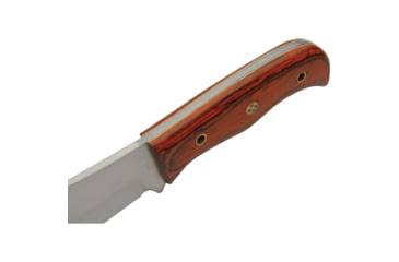 Image of Pakistan Mosaic Pin Hunter Knife, 9in Overall, 4.5in Satin Stainless Skinner Blade, Brown Wood Handle, Brown Leather Belt Sheath, 203494