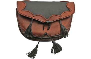 Image of Pakistan Medieval Belt Bag, 8.25in X 2in X 5.5in, Black/Brown Leather Constuction, Belt Loop, Leather Tassels, Black, HS-4411