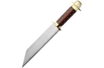 Image of Pakistan Seax Studded Wooden Handle Fixed Blade Knife, 16in, 9.875in, Stainless Steel, Brown, Wood Handle PA3341
